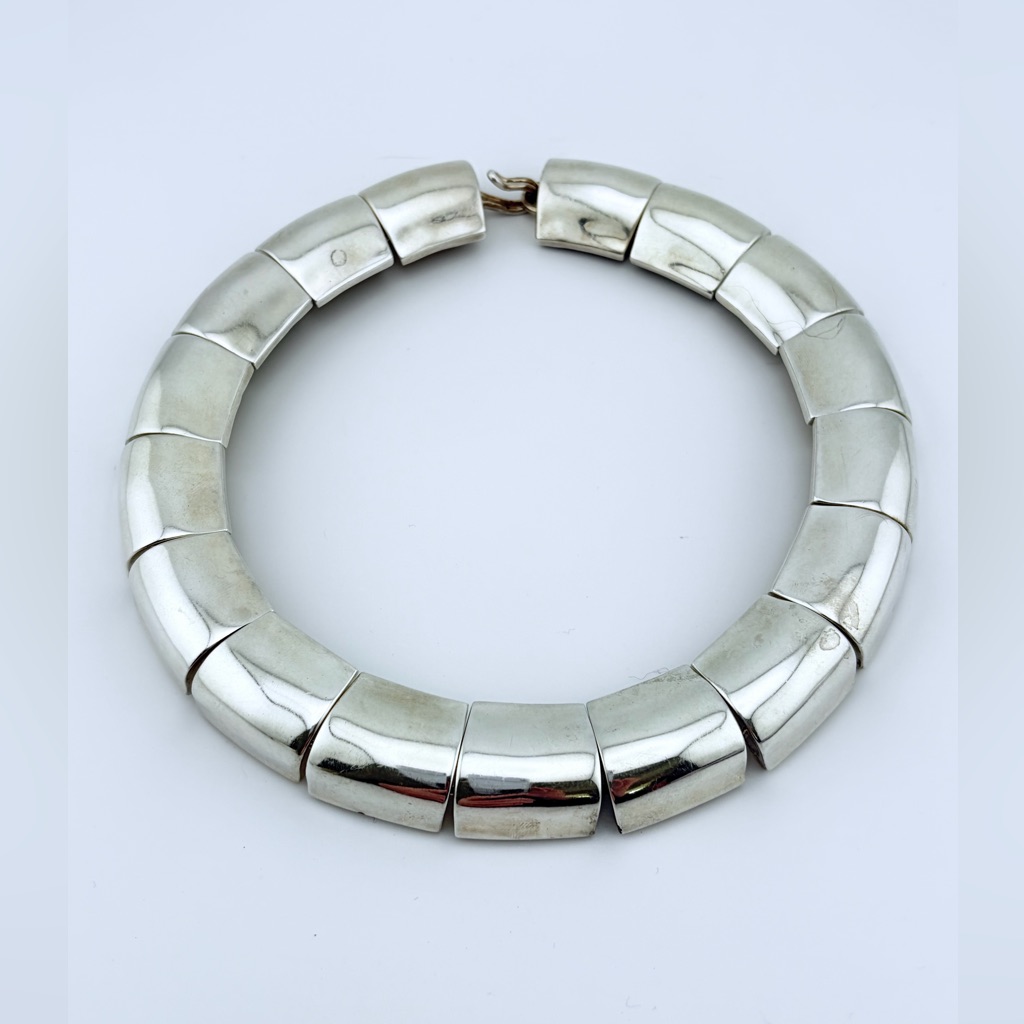 Vintage Robert Lee Morris Modernist Link Necklace Sterling Silver